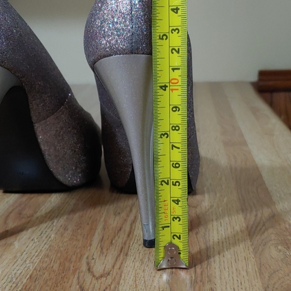 Guess Pink Rainbow Glitter Peep Hole Heels 7M - Picture 8 of 14